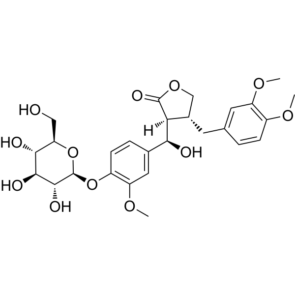 (7R,8S,8′R)-4,7-Dihydroxy-3,3′,4′-trimethoxyl-9-oxo dibenzylbutyrolactone lignan-4-O-β-D-glucopyrano...