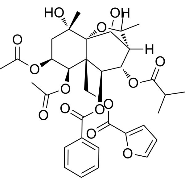 1α, 2α-diacetoxy-8β-isobutanoyloxy-9α-benzoyloxy-15-β-(β-furancarbonyloxy)-4β, 6β-dihydroxy-β-dihydr...