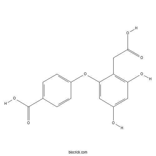 4-(2-(Carboxymethyl)-3,5-dihydroxyphenoxy)benzoic acid 2D chemical structure