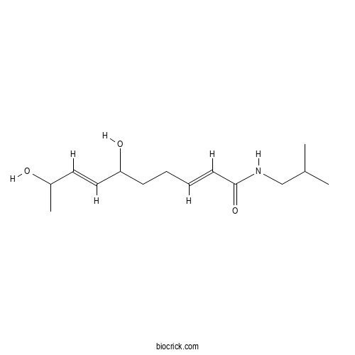 (2E,7E)-6,9-Dihydroxy-N-isobutyldeca-2,7-dienamide 2D chemical structure