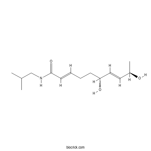 (2E,7E)-6,9-Dihydroxy-N-isobutyldeca-2,7-dienamide 2D chemical structure