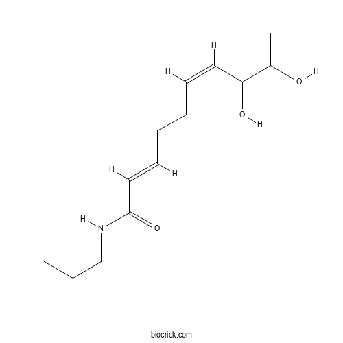 (2E,6Z)-8,9-Dihydroxy-N-isobutyldeca-2,6-dienamide 2D chemical structure