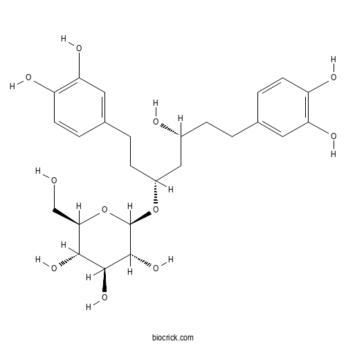 (3R,5R)-1,7-Bis(3,4-dihydroxyphenyl)heptane-3,5-diol 3-O-glucoside 2D chemical structure